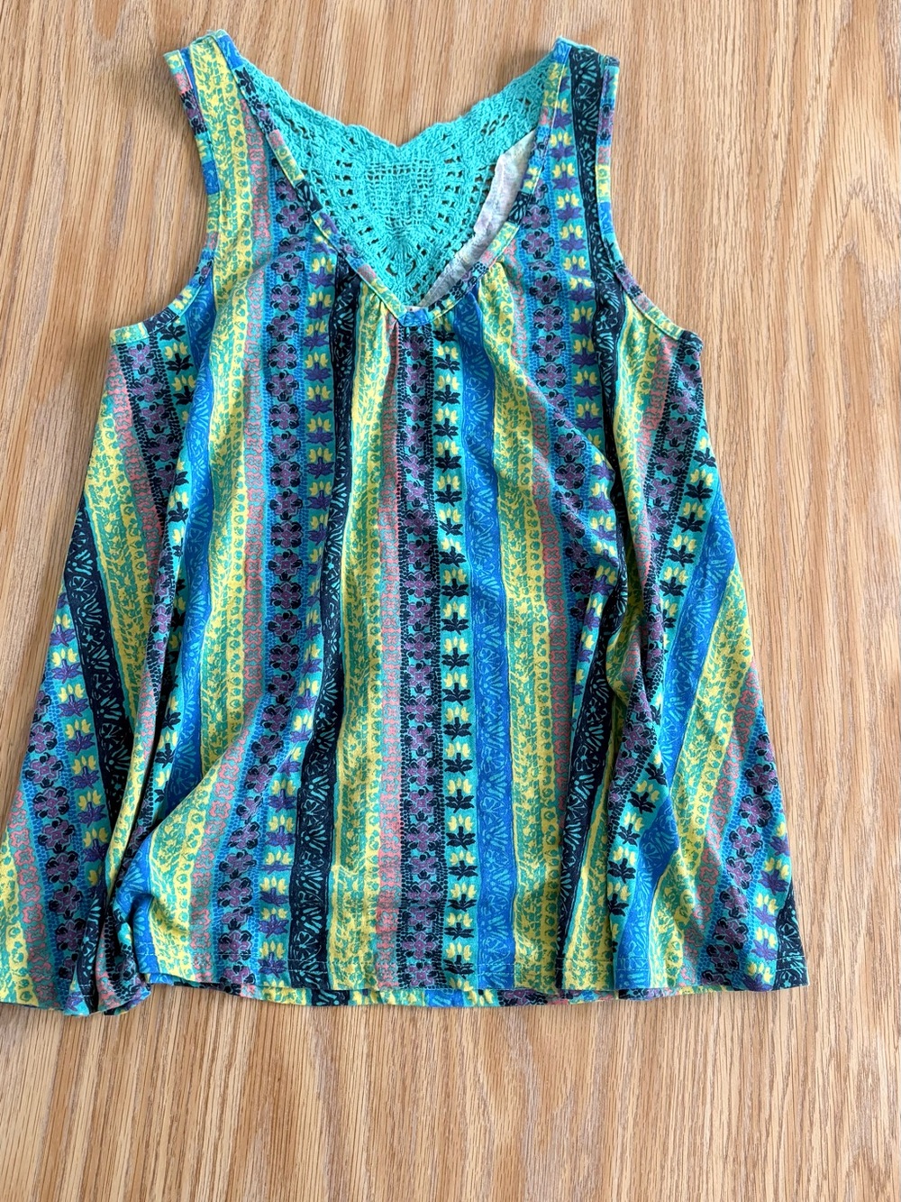 Energie V-Neck Striped Crochet-Back Tank Top small Y2K